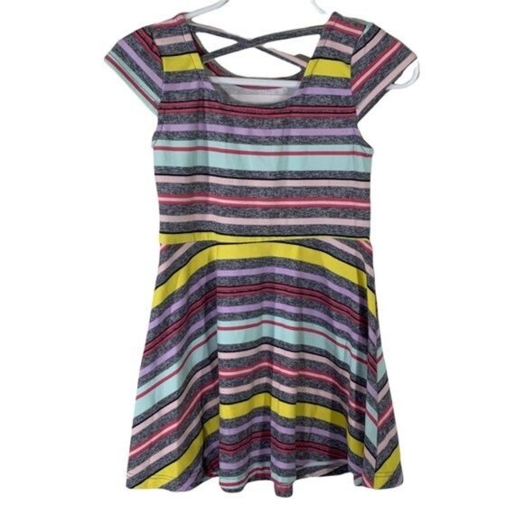 Epic Threads Dress Baby Girls 3T Kids Gray Purple Fit and Flare Striped Casual - Picture 4 of 9